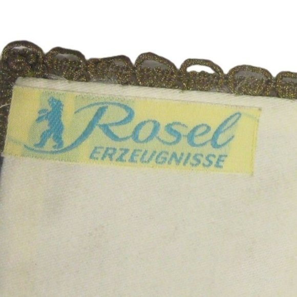 Rosel Erzeugnisse Vintage Silk Embroidered Table Decor Art Courting Couple 6.75" - Picture 4 of 5